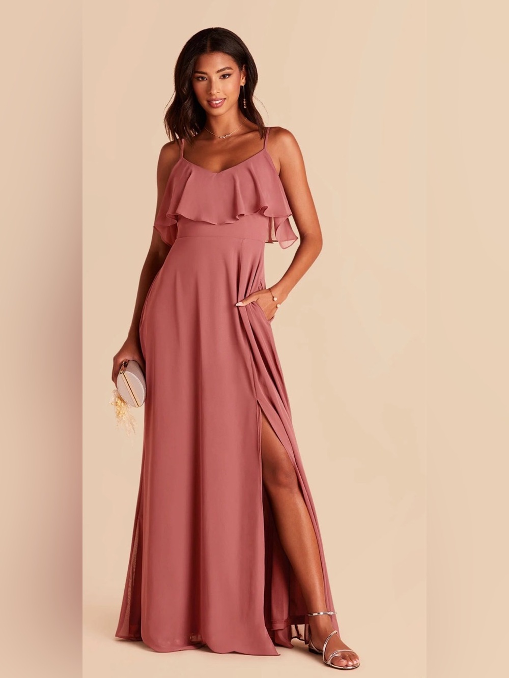 Birdy Grey Jane Dress with Slit in Desert Rose